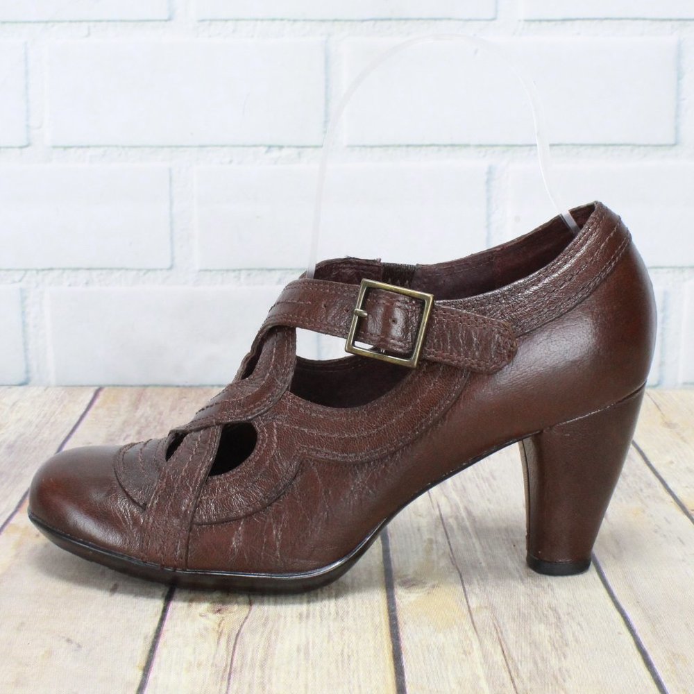 CLARKS Indigo Crossover High Heel Buckle Shoes 6.5 - Picture 2 of 8